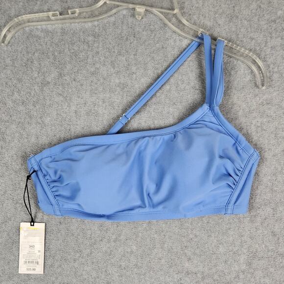 NWT Shade & Shore Bikini Top Size 34D Removable Pads One Shoulder Blue Adj Strap - Picture 4 of 13